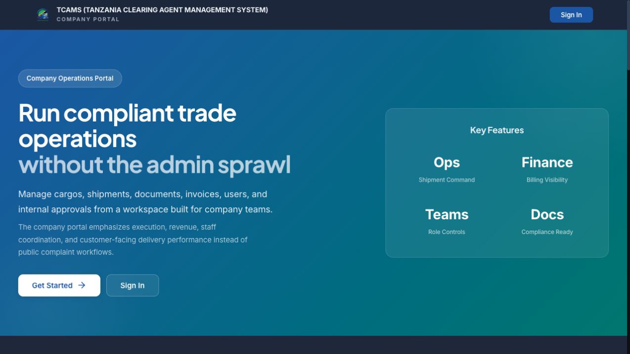 Live Company Portal landing page verified on 15 July 2026