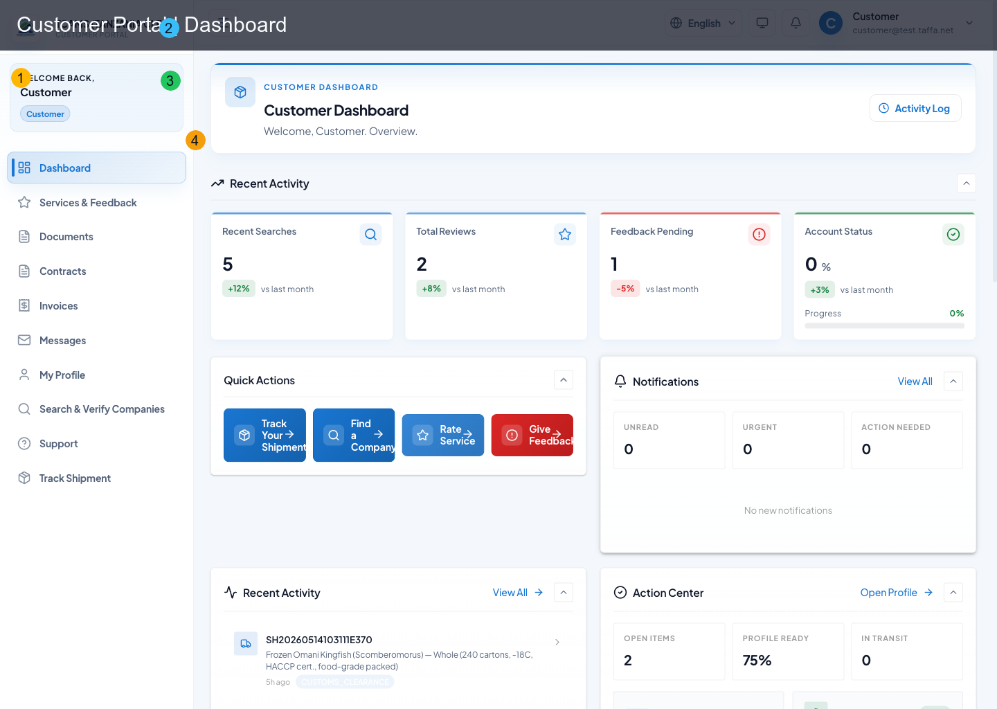 Customer Portal Dashboard