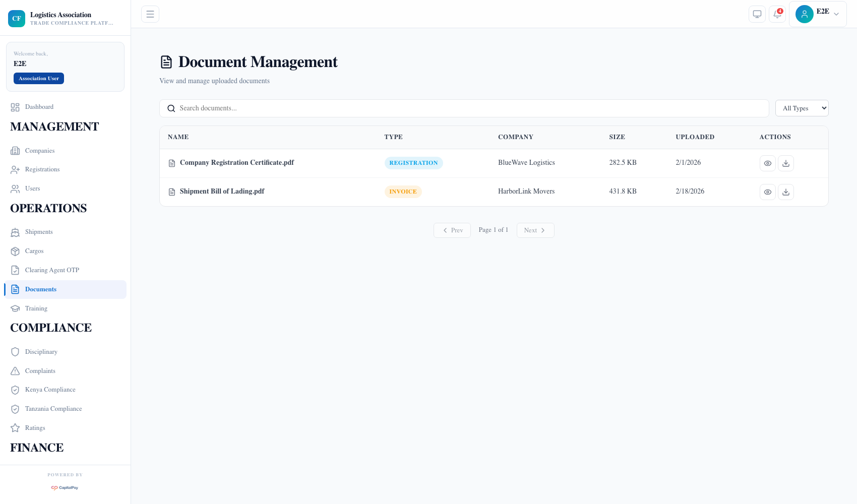 Association document management