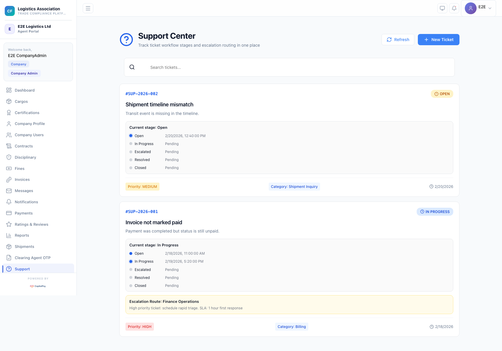 Company support center