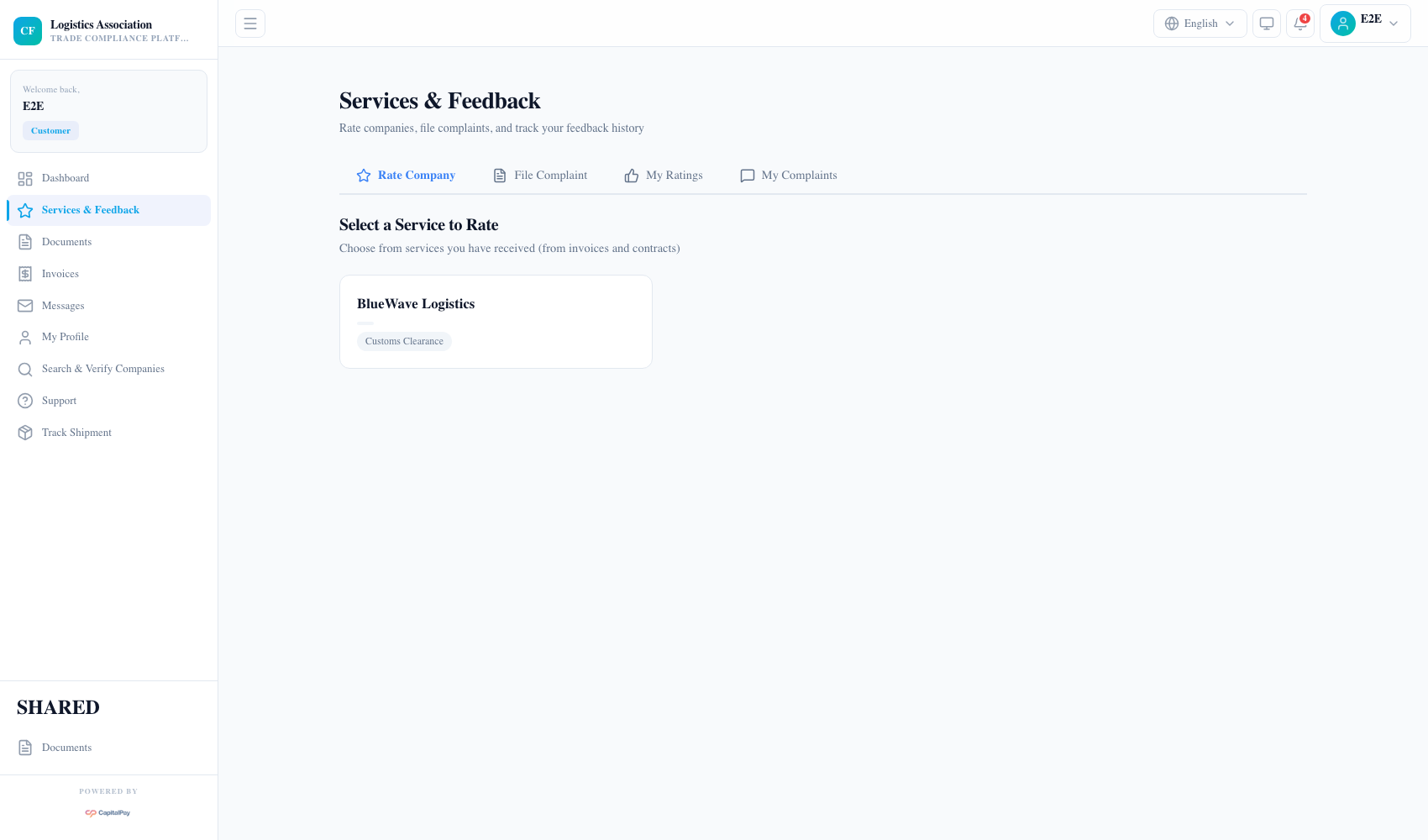 Customer services and feedback